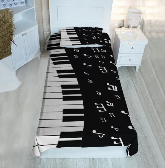 Piyano Notalı BH1381 Pike&Yatak Örtüsü(Yastık Kılıflı)